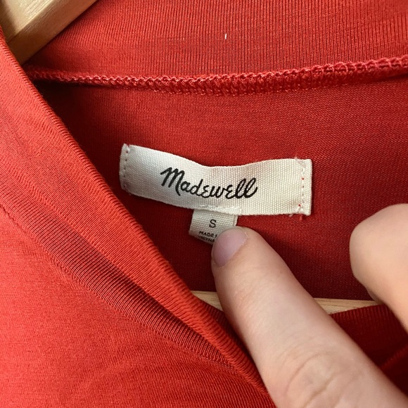 Madewell Mock-neck Orange Shirt Size Small - Picture 2 of 3
